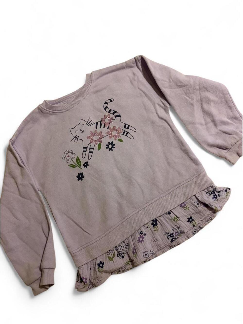 Wonder Nation Cat Floral Sweatshirt — Size 7